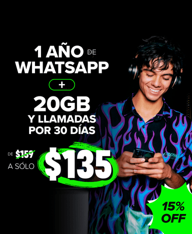Weex: Esim con 1 año de WhatsApp + 20gb + llamadas por 30 días - Weex