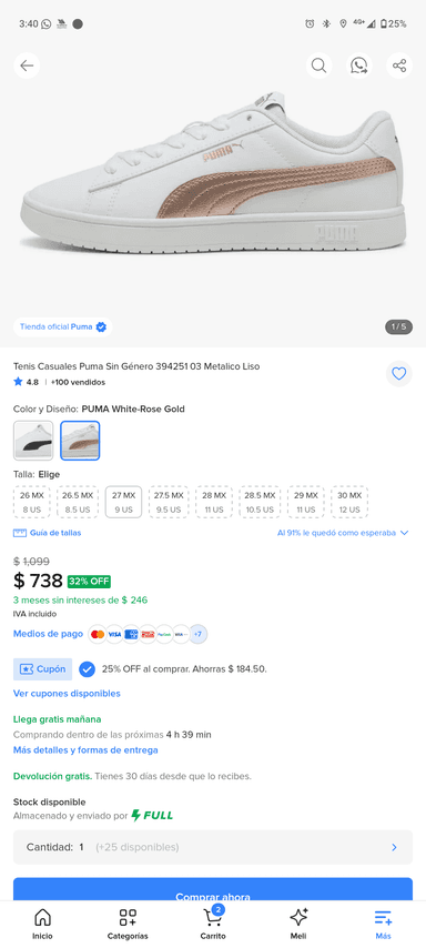 Mercado Libre y Puma: 25% de descuento (producto seleccionados) - Mercado Libre