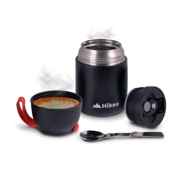 Amazon: Hikeo Termo para Comida Caliente y Fría de 628 ml, Hermético con Cuchara ,Tapa Tipo Tazón, de Acero Inoxidable, Asa de Silicona - Amazon