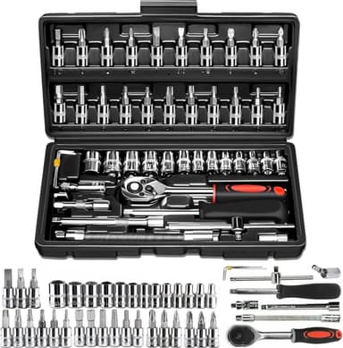 Amazon: Juego de herramientas con destornillador, puntas, dados y matraca - Amazon