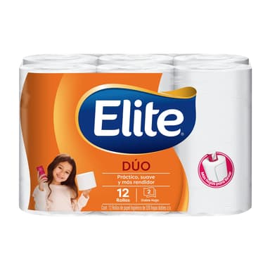 Amazon: Elite Dúo Papel Higiénico con Hoja Doble - 1 Pack x 12 Rollos | Planea y Ahorra | Precio comprando 3 paquetes - Amazon