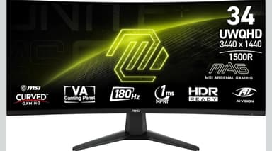 Amazon: MSI mag 346CQ, UltraWide Curved Gaming Monitor 34", VA Gaming Panel, 180 Hz, 1MS HDR Ready, HDMI Display Port, Curvo 1500R. - Amazon