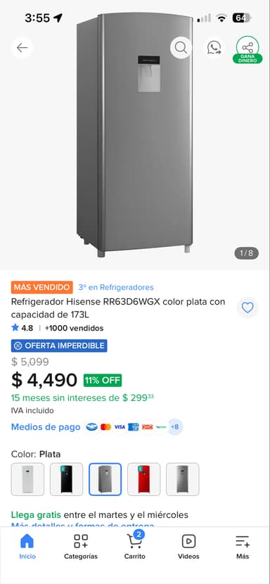 Mercado Libre: Refrigerador Hisense 1.3 M - Mercado Libre