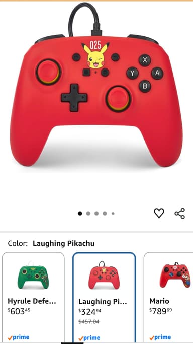Amazon: Control Alambrico Nintendo Switch rojo y blanco - Amazon