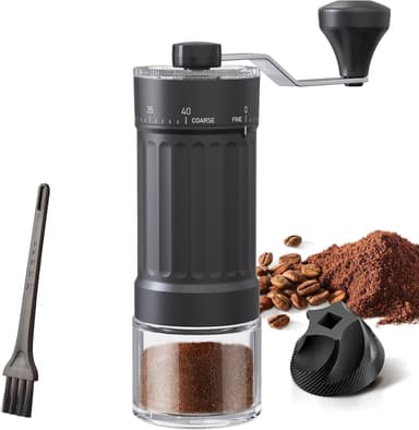 Amazon - Molino de Cafe Manual, 40 Niveles Moledor de Cafe en Grano | Acero inoxidable y cerámica. - Amazon