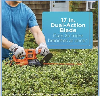 Amazon: Cortasetos eléctrico BLACK+DECKER de 17 pulgadas ideal para podar y darle forma a tus arbustos - Amazon