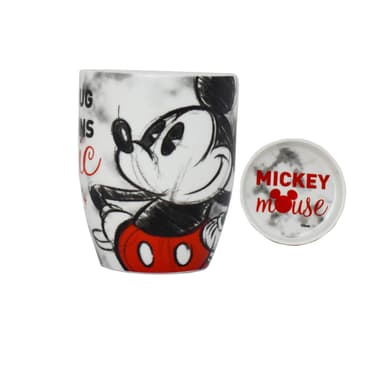 Amazon: FUNKIDS 1754-17 Taza para Café con Tapa Disney Mickey Mouse de Cerámica de 385 Mililitros - Amazon
