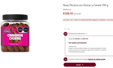 City Club: Nuez Pecana con Azúcar y Canela 700 g Online y Tienda Fisica - City Club