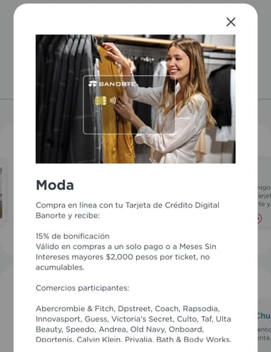15% de Bonificacion con Banorte comprando en Moda - Banorte