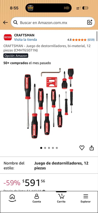 Amazon: CRAFTSMAN - Juego de destornilladores, bi-material, 12 piezas (CMHT65071N) - Amazon