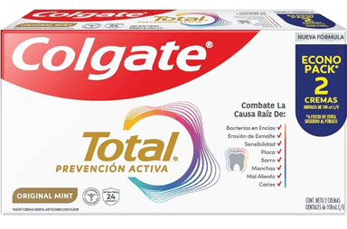Amazon: Colgate Total Original Mint, Pasta Dental 2x100ml (planea y ahorra y 3x2) (comprando 10 queda en 40.91 c/u) - Amazon