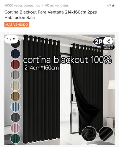 Mercado Libre: Cortina para ventana blackout - Mercado Libre
