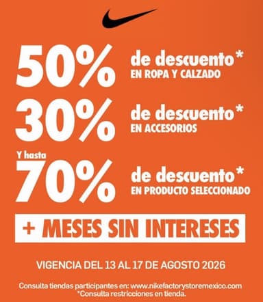 Nike Factory Store y Unite: Hasta 70% OFF en artículos seleccionados | 50% OFF en ropa y calzado | 30% OFF en accesorios - Nike