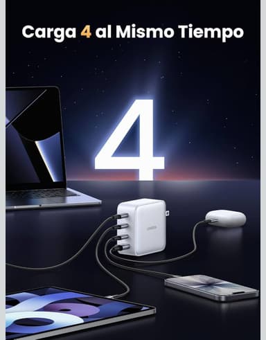 Amazon: Si te gusta andar con 4 al mismo tiempo ||| UGREEN Nexode 100W Cargador USB Tipo C GAN con 4 Puertos, Blanco | PD3.1 100W. - Amazon