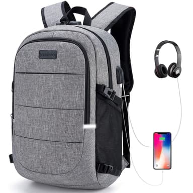 Amazon: DOXUNGOO Mochila antirrobo, Mochila Impermeable USB Puerto y puerto audífonos cerradura con código, puerto de carga USB - Amazon