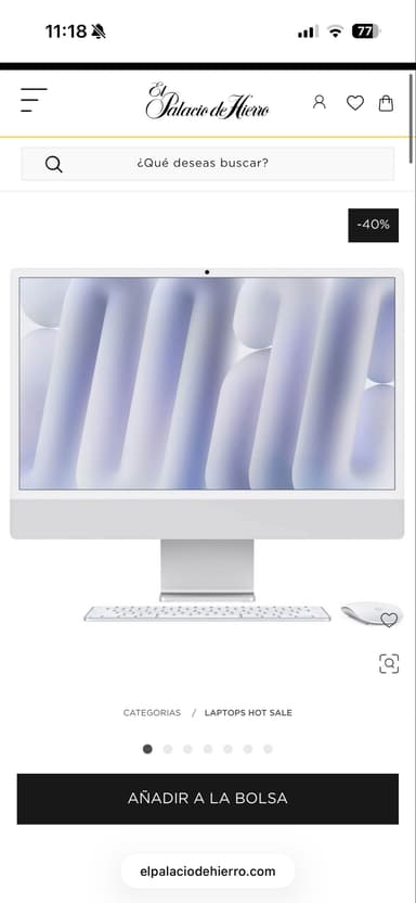 El Palacio de Hierro: iMac 24”, Chip M4 RAM 16GB, 8 GPU 256GB, Plata - El Palacio De Hierro