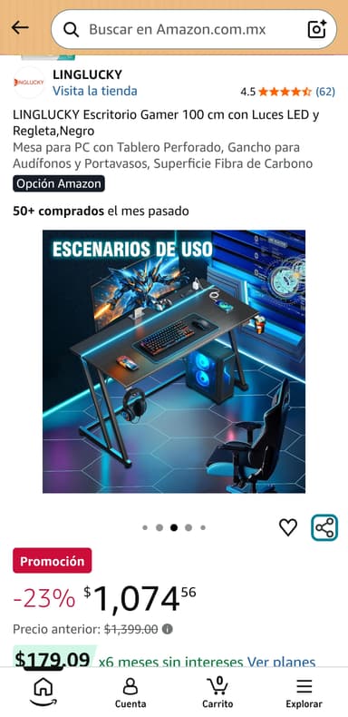 Amazon: Escritorio con luces Led - Amazon