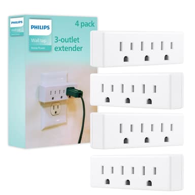 Amazon: Philips Extensor de 3 Tomas, Paquete de 4 - Amazon