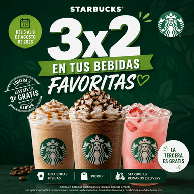 Starbucks Rewards - 3x2 en tus bebidas favoritas - Starbucks