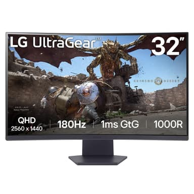 Amazon: Monitor LG UltraGear Gaming Curvo 31.5" 180Hz QHD 2560 x 1440, 32GS60QC-B, Tiempo de Respuesta 1ms (GTG), Contrast Ratio de 3000:1 - Amazon