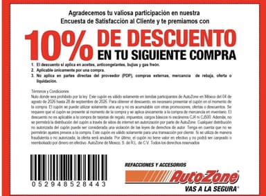 AutoZone: CUPON 10% - AutoZone