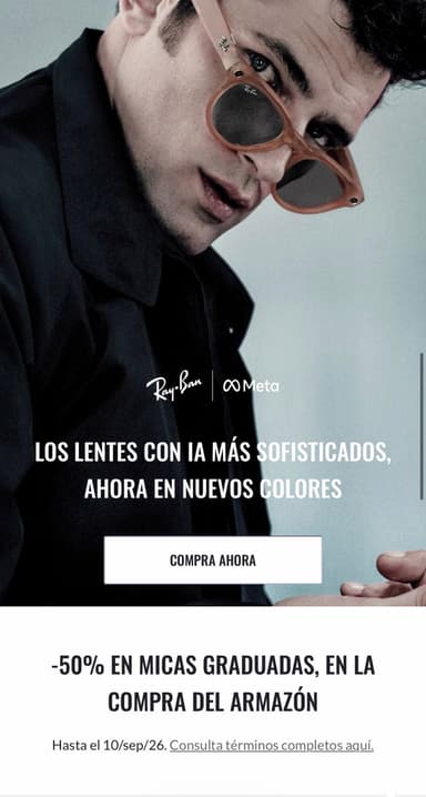 Ray-Ban: Micas graduadas al 50% al comprar armazón - Ray Ban