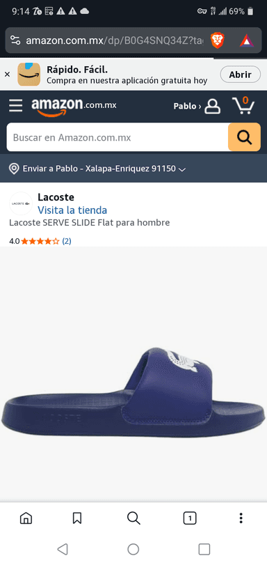 Amazon: Sandalias Lacoste SERVE SLIDE Flat para hombre - Amazon