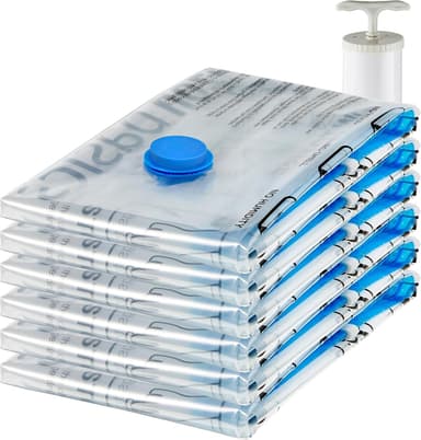 Amazon Basics - Bolsas de almacenamiento de compresión al vacío con bomba de mano, Jumbo, paquete de 6, transparente. - Oferta Prime - Amazon