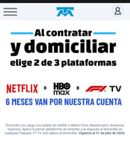 TELMEX - 6 Meses GRATIS plataformas a elegir al contratar y domiciliar