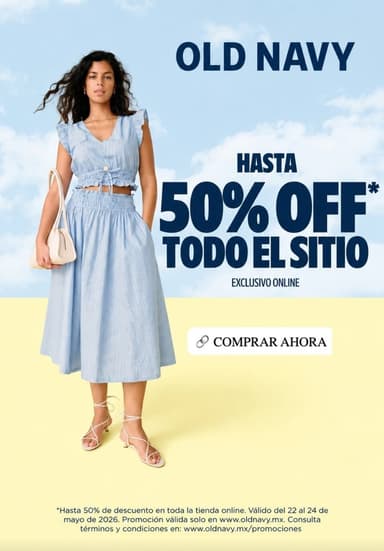 Old Navy hasta 50% en toda la tienda en línea - Old Navy