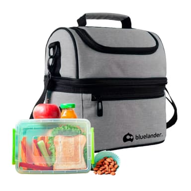 Amazon: Bluelander Lonchera Portátil con Asas, Correa Ajustable Para Hombro, Impermeable y Térmica (Gris) - Amazon