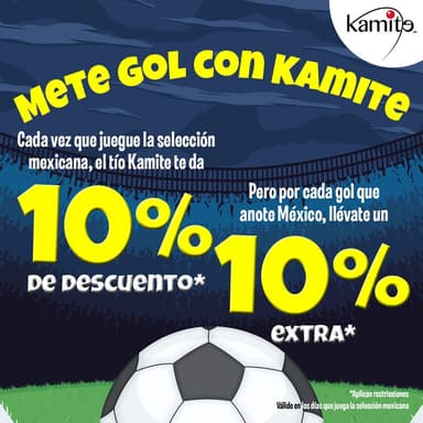 Kamite: 10% de descuento + 10% extra por cada gol que anote México - Kamite