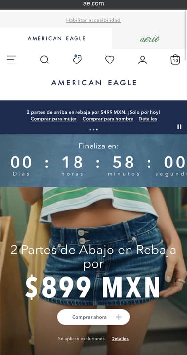 American Eagle: 2 prendas partes bajas por $899 - American Eagle