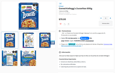 Chedraui: Cereal Kellogg's Zucaritas 600g 3x2 | $47 c/u - Chedraui