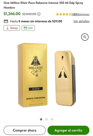 Bodega Aurrera: One Million Elixir Paco Rabanne Intense 100 MI Edp Spray - Bodega Aurrera