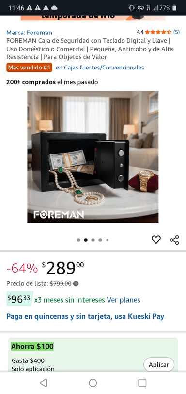 Amazon: FOREMAN Caja de Seguridad con Teclado Digital y Llave - Amazon