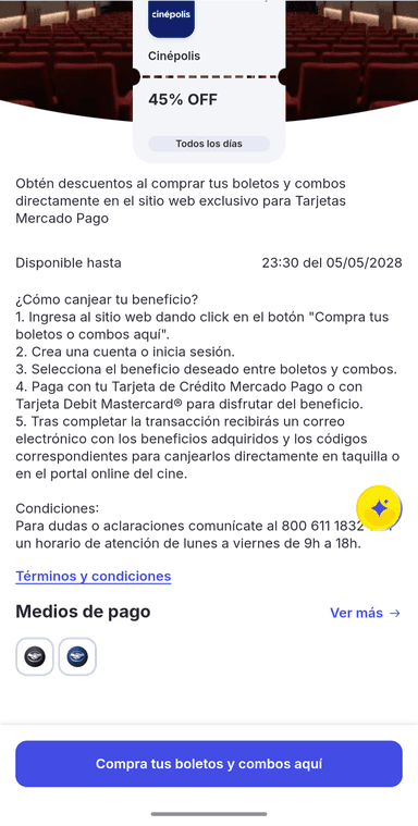 Mercado Pago: Cinépolis: Boletos desde $41, combos y más - Mercado Pago