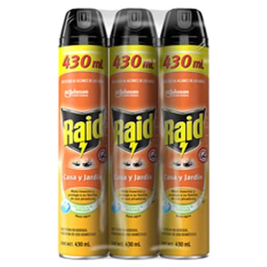 AMAZON: Raid Casa y Jardín Insecticida Aerosol Mosquitos e Insectos 3x430 ml (Planea y Ahorra) - Amazon