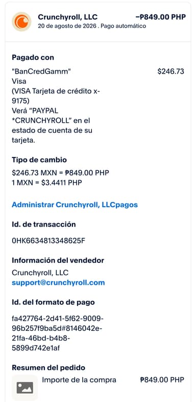 Crunchyroll: Plan Anual MegaFan Metodo filipinas $246 - Crunchyroll