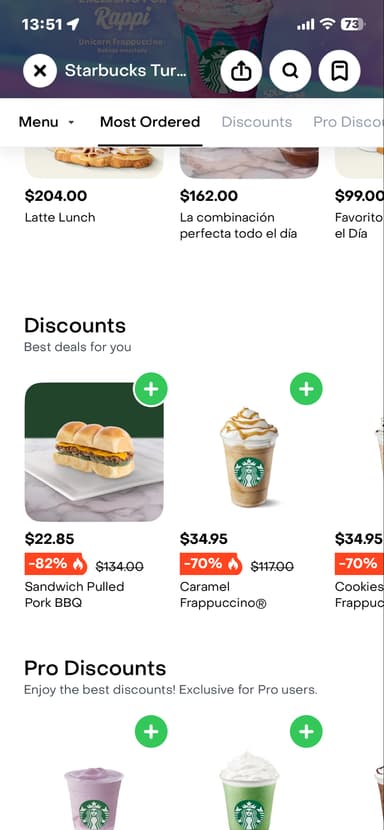 Rappi | Starbucks Turbo, algunas bebidas en oferta - Rappi