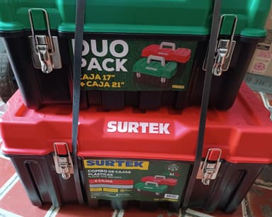Walmart caja de herramientas Surtek dúo pack 17" y 21 " pulgadas tapa roja y verde - Walmart