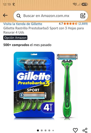Amazon | Gillette Rastrillo Prestobarba3 Sport con 3 Hojas para Rasurar 4 Uds - Amazon
