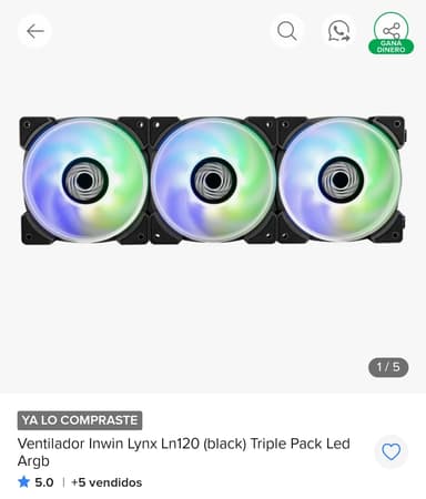 Mercado Libre: Ventiladores Inwin Lynx Ln120 (black) Triple Pack Led Argb - Mercado Libre