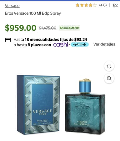 Walmart: Eros Versace 100 Ml Edp Spray - Walmart