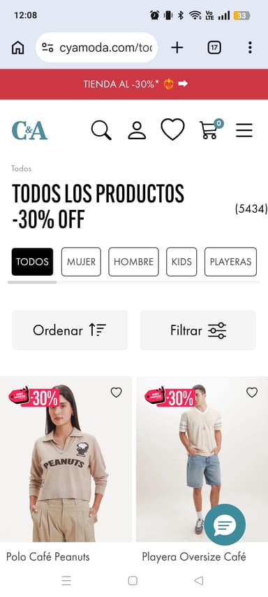 C&A descuentos en línea | Todos los productos 30% off - C&A