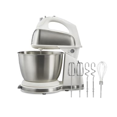 Amazon: Batidora de Pedestal y Manual Clásica, Hamilton Beach, 6 Velocidades, Tazón Acero Inoxidable, Blanca (64655) - Amazon