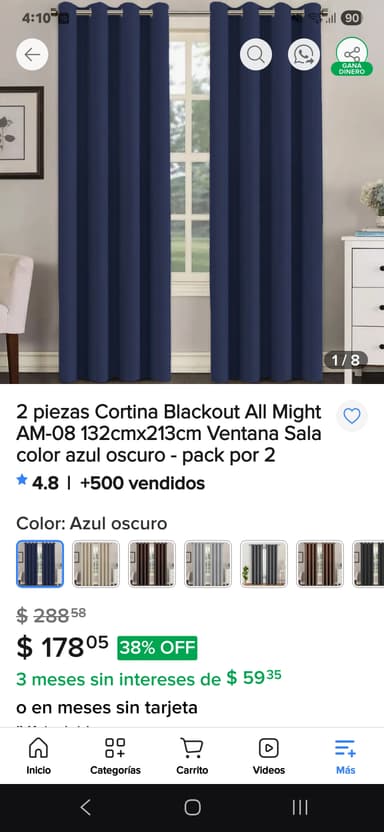 Mercado Libre: 2 piezas Cortina Blackout All Might AM-08 132cmx213cm Ventana Sala color azul oscuro - pack por 2 - Mercado Libre