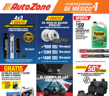 Autozone: Folleto nacional del 09 al 29 de Agosto de 2026 - AutoZone