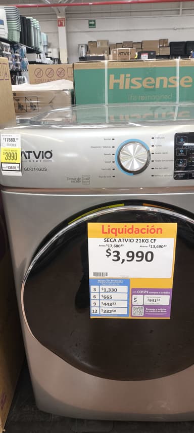 Walmart: Secadora Atvio 21 kg carga frontal - Walmart