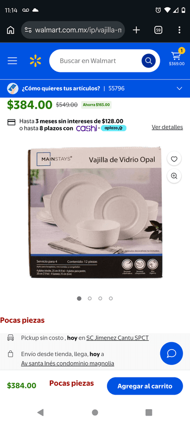 Walmart: Vajilla Mainstays de Vidrio Opal Diseño de Rayas para 4 Personas 12 Piezas Blanco - Walmart